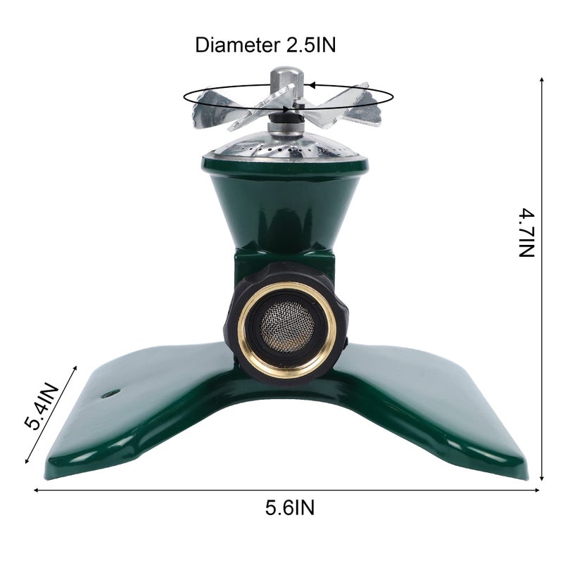 Biswing 1 Pack Lawn Sprinkler, Heavy Duty Metal Square Garden Sprinkler, 360 Degree Large Area Irrigation, Connectable Rotating Automatic Water Sprinklers for Yard Lawn Garden Watering - Image 4