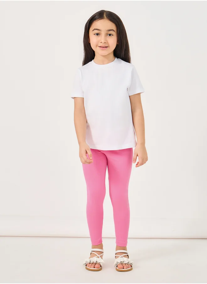 Styli Styli Solid Elastic Waistband Cotton Leggings
