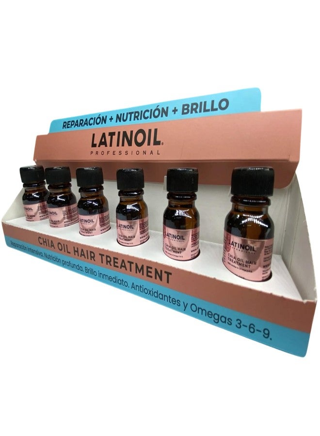 LATINOIL لاتينويل - علاج زيت شيا للشعر، زيت لتجاعيد الشعر وجفافه، علاج زيت الشعر بزيت بذور الشيا، الأحماض الأمينية، الأوميغا، وحمض الهيالورونيك، 12 مل زيت شعر، 6 عبوات - Image 1