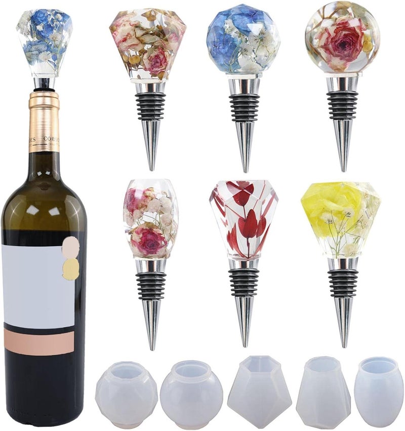 klarako 5 Pieces Wine Bottle Stopper Silicone Mold Resin Epoxy Casting Mold for DIY Casting Crafts, 5PCS Wine Stopper - Image 2