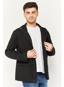 EMPORIO ARMANI Men Plain Windbreaker Jacket, Black  - Image 1