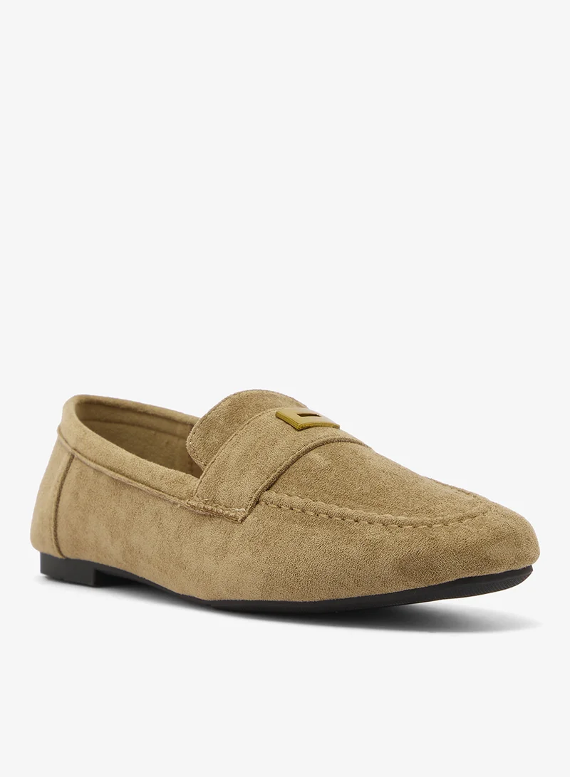 ELLA Suede Loafers With Gold Detail