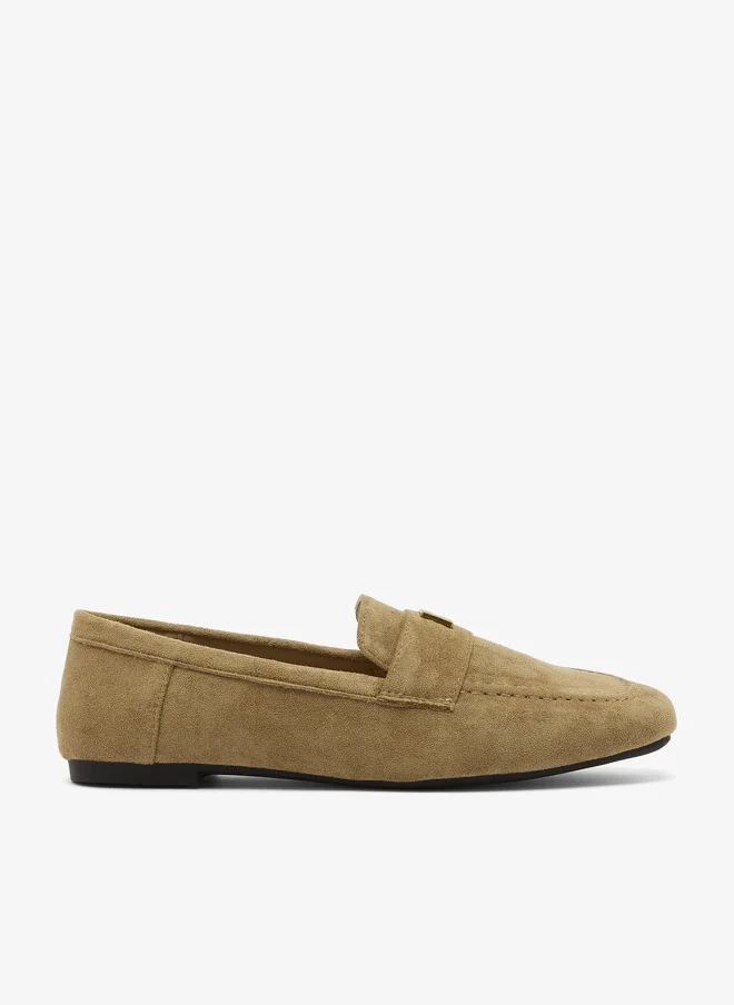 ELLA Suede Loafers With Gold Detail