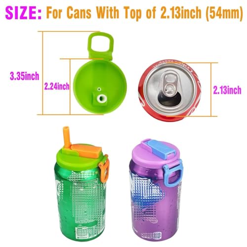 DIPESI 2 Color Soda Can Lids with Straw- Set of 2, Reusable pop can lids for Canned,BPA-Free Can Covers for Soda, Leak-Proof Design(Purple & Green) - Image 4