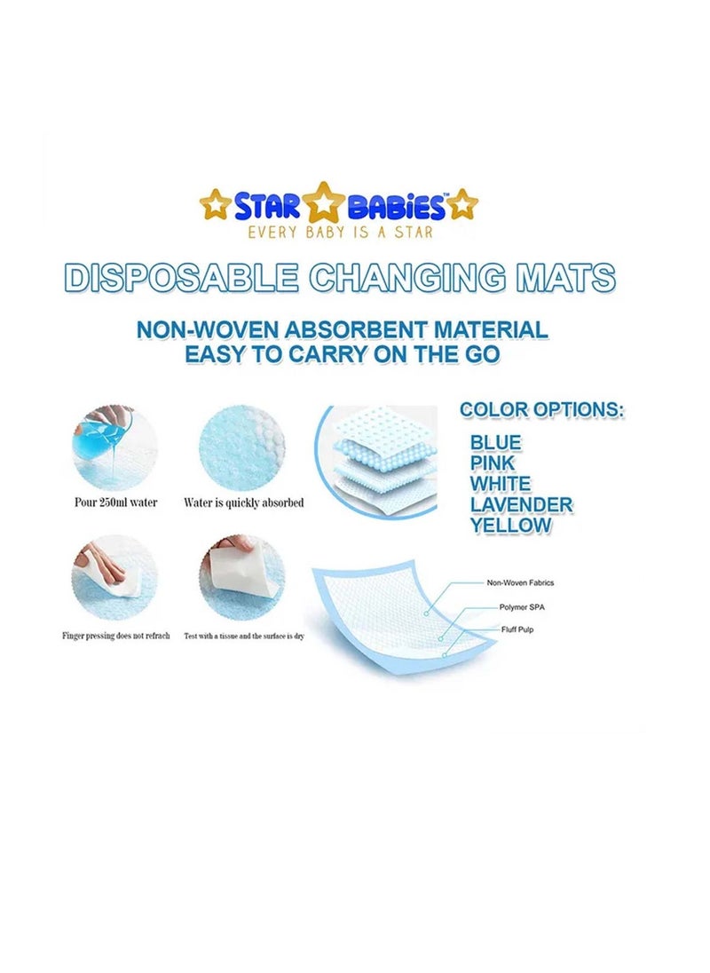 STAR BABiES Star Babies - Combo Pack of 2- Disposable Changing Mat Pack of 24 with Bamboo Towel - Blue  - Image 3