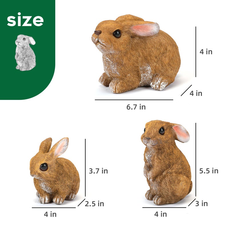 LEGIFO Bunny Decor Yard Decorations Outdoor Set of 3, Bunny Decorations for Home Garden Outdoor Statues, Easter Rabbit Figurines mom Gifts - Image 3