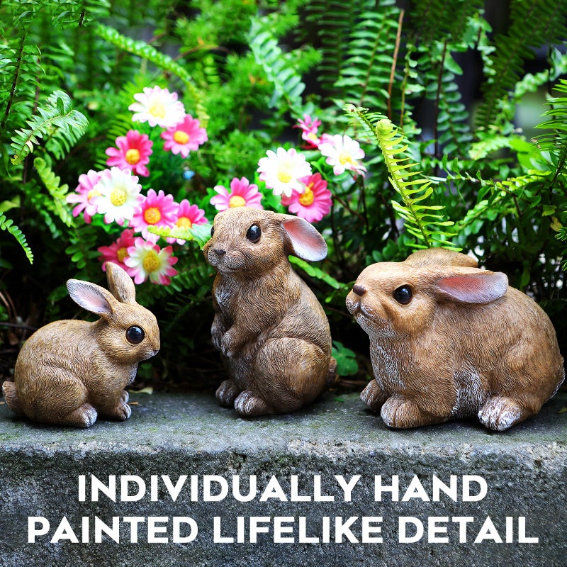 LEGIFO Bunny Decor Yard Decorations Outdoor Set of 3, Bunny Decorations for Home Garden Outdoor Statues, Easter Rabbit Figurines mom Gifts - Image 2
