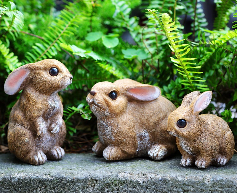 LEGIFO Bunny Decor Yard Decorations Outdoor Set of 3, Bunny Decorations for Home Garden Outdoor Statues, Easter Rabbit Figurines mom Gifts - Image 1