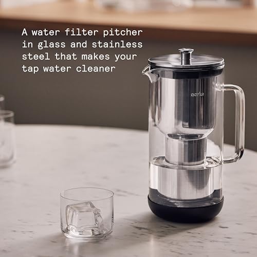Aarke Purifier Glass Water Pitcher, Refillable Stainless Steel Filter, 8-Weeks Performance, BPA-Free, Dishwasher Safe, Pure & Enriched Refill Granules, 1.18L (5 Cups) Capacity - Image 2