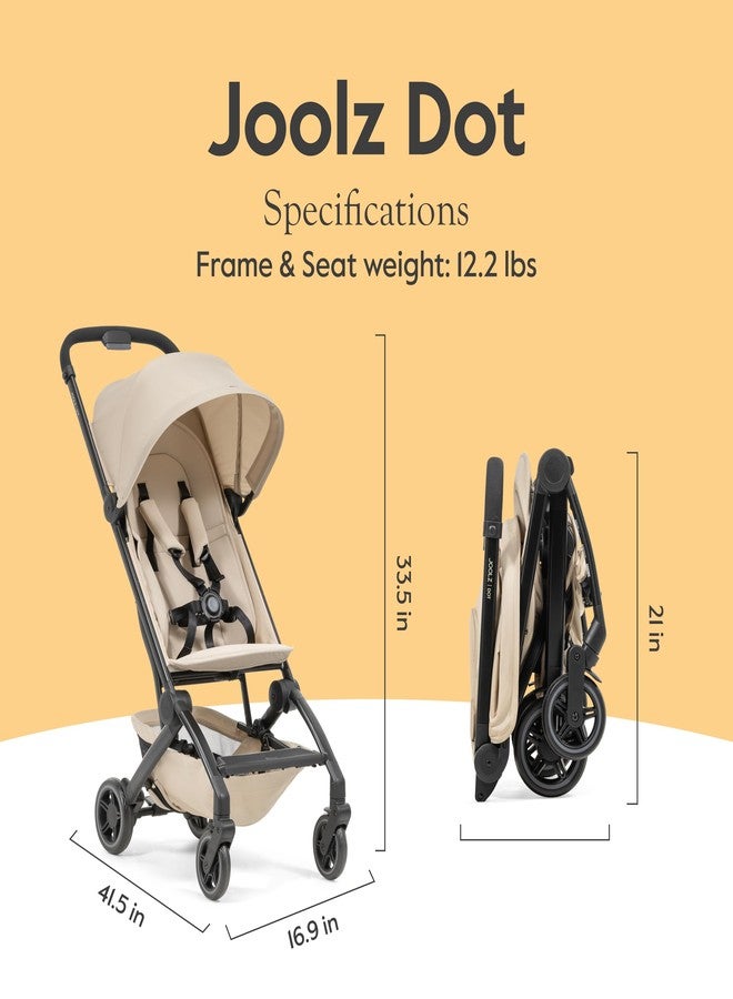 Joolz Dot Ultra Lightweight Travel Stroller – Compact Fold, Airplane Compatible, 5-Point Harness, UPF 50+ Canopy – Easy to Carry City & Travel Stroller - Dune Beige - Image 2