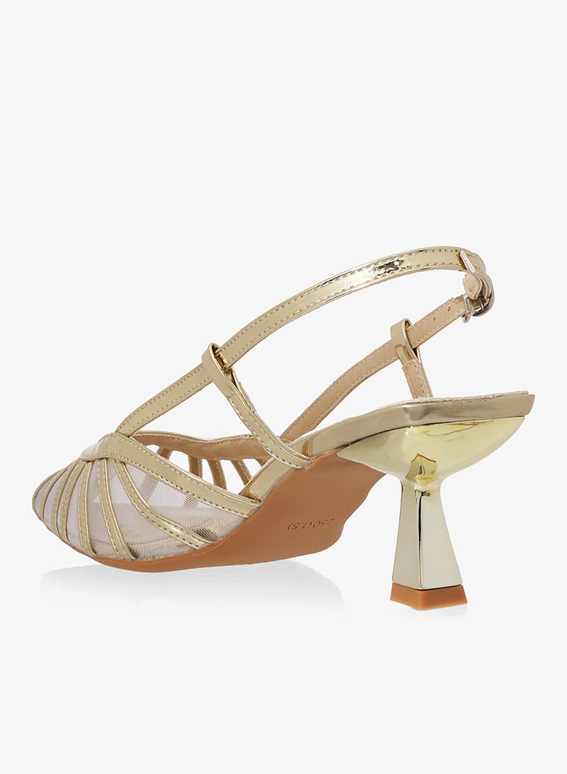 خزانة حذاء بكعب متوسط بتفاصيل ذهبية - Image 3