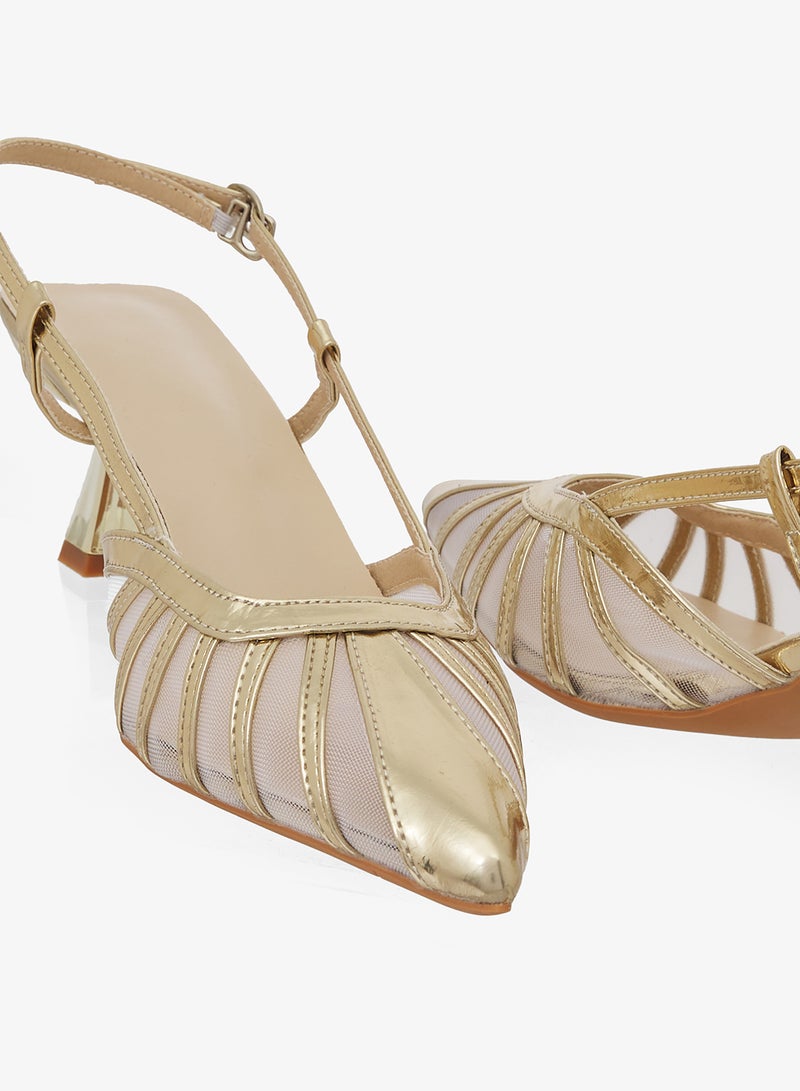 خزانة حذاء بكعب متوسط بتفاصيل ذهبية - Image 4