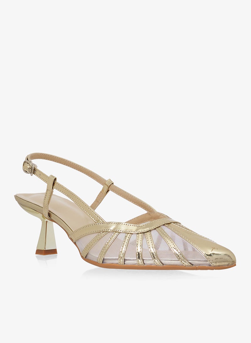 خزانة حذاء بكعب متوسط بتفاصيل ذهبية - Image 2