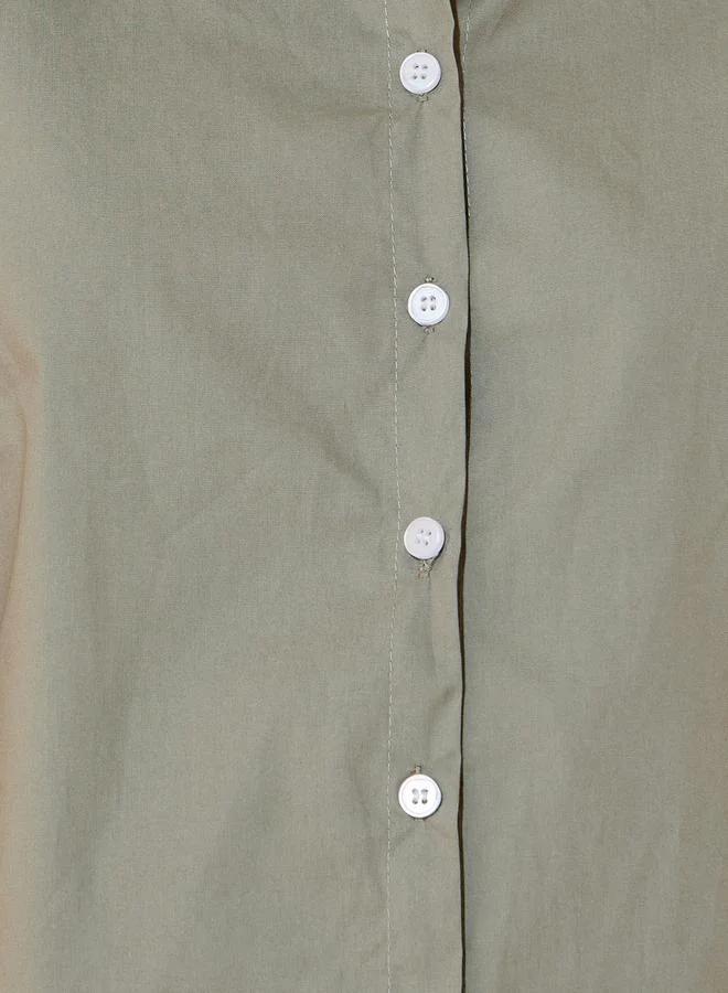 Take Two Solid Button Through Puff Sleeve Shirt