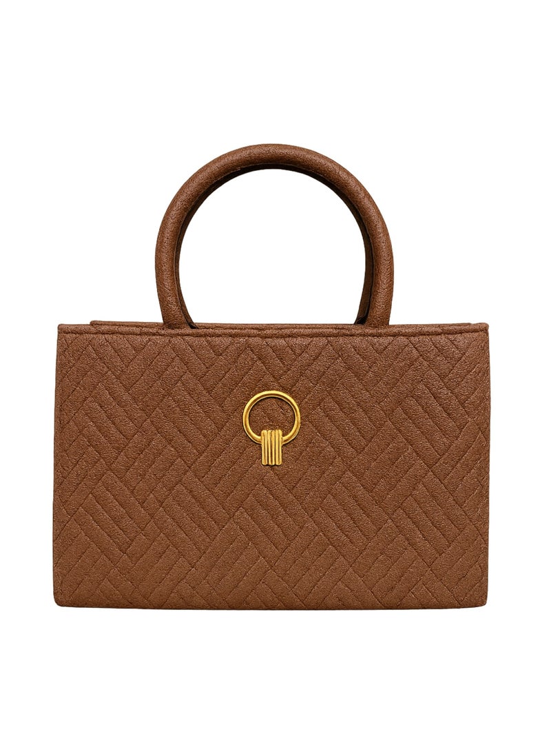 فيبتور حقيبة يد نسائية فاخرة من جلد البولي يوريثان - حقيبة يد علوية مبطنة بتصميم مميز مع سحاب للإغلاق وبطانة من البوليستر - حقيبة كتف أنيقة للنساء - Image 1