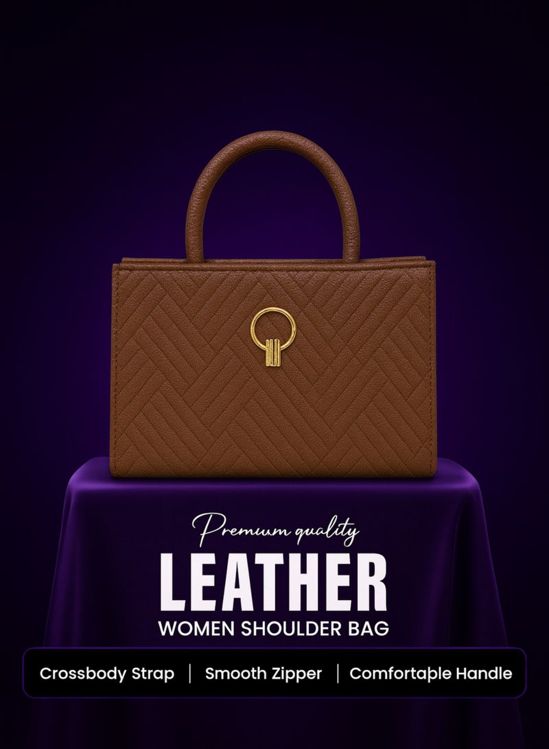 فيبتور حقيبة يد نسائية فاخرة من جلد البولي يوريثان - حقيبة يد علوية مبطنة بتصميم مميز مع سحاب للإغلاق وبطانة من البوليستر - حقيبة كتف أنيقة للنساء - Image 2