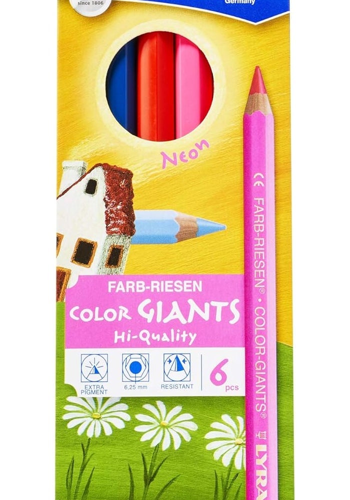 LYRA Color Giants Neon Colored Pencils, Assorted Colors, 6 Count - Image 3