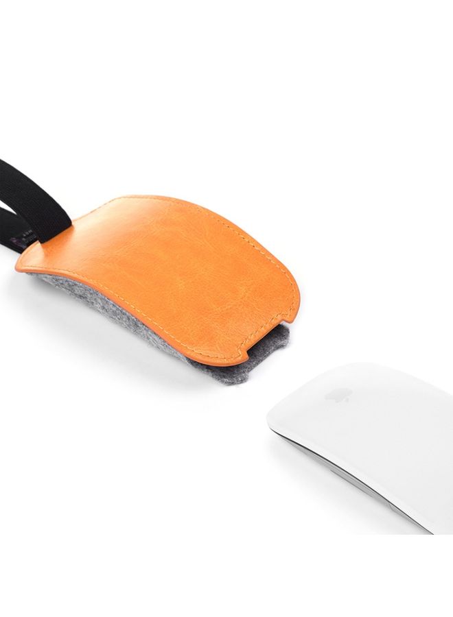 BURAQ European Style Elastic PU Leather Fur Felt Mouse Storage Bag for Apple Magic Mouse 2  - Image 3