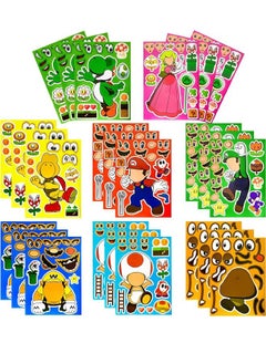 Generic 24PCS Make a Face Stickers, Cartoon Theme Stickers Book Crafts for Kids, DIY Party Supplies Favors Make Your Own Stickers, Mixed and Matched with Different Designs Characters for Birthday Gifts Reward  - Image 1