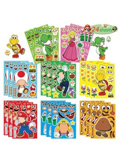 Generic 24PCS Make a Face Stickers, Cartoon Theme Stickers Book Crafts for Kids, DIY Party Supplies Favors Make Your Own Stickers, Mixed and Matched with Different Designs Characters for Birthday Gifts Reward  - Image 2