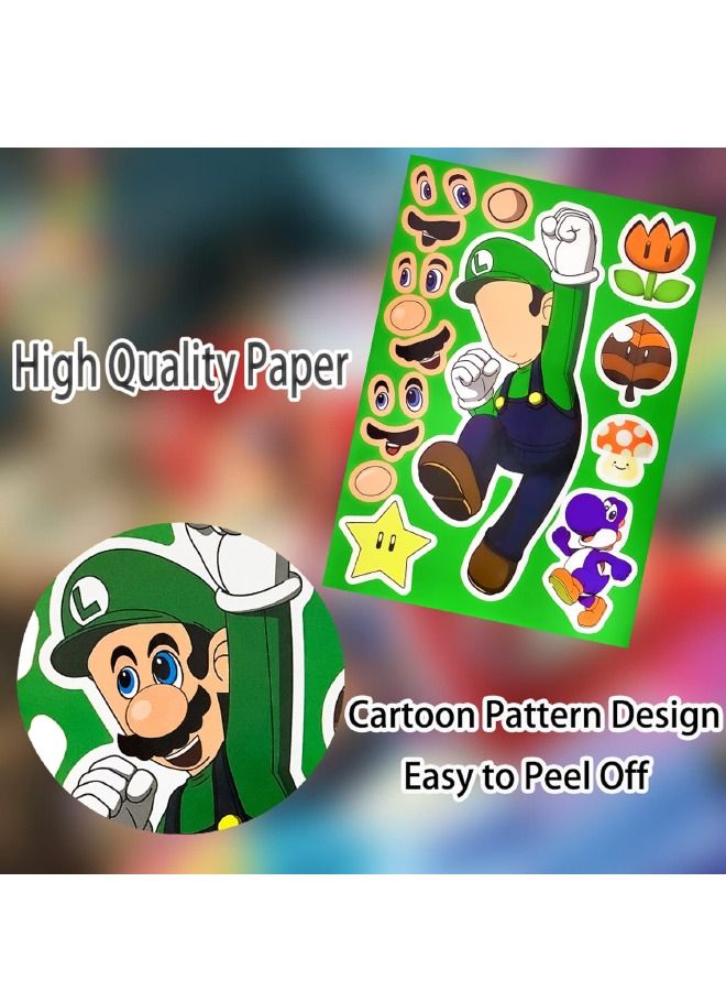 24 عبوة من ملصقات الوجه ، ملصقات كتب تحت عنوان ماريو للأطفال ، لوازم الحفلات DIY تصنع الملصقات الخاصة بك - Image 5