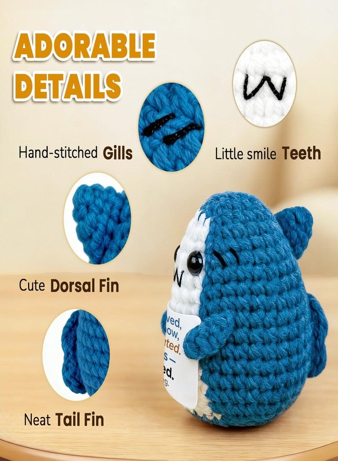 Krinisou Funny Coworker Gifts for Women Men Boss Friends, Small Appreciation Office White Elephant Gifts, Positive Animals Crochet Shark - Image 4