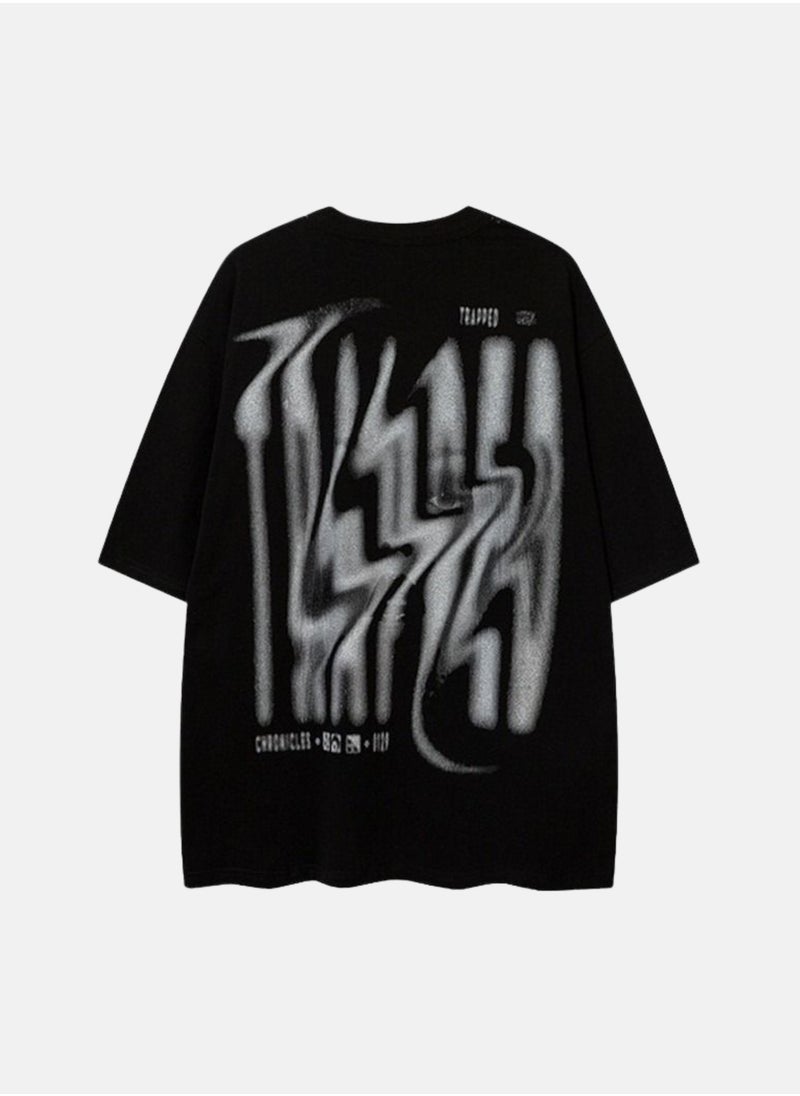 Thirty-One The Cave Kid Face Printed Black Oversized T-shirt  - Image 2