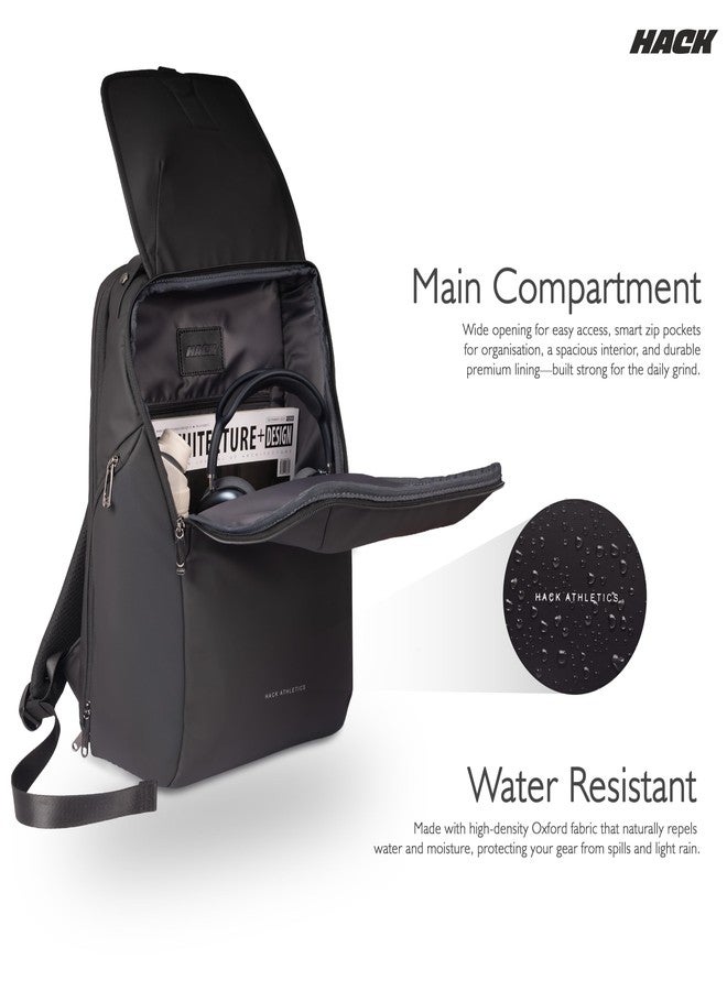 Hack Athletics Premium Mono Backpack | 30L Large Capacity | 15.6” Laptop Backpack | YKK Zippers | Built-in Zipper Lock | Water-Resistant Fabric | Office, School, Travel Backpack for Men & Women - Image 4
