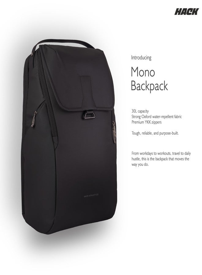 Hack Athletics Premium Mono Backpack | 30L Large Capacity | 15.6” Laptop Backpack | YKK Zippers | Built-in Zipper Lock | Water-Resistant Fabric | Office, School, Travel Backpack for Men & Women - Image 2
