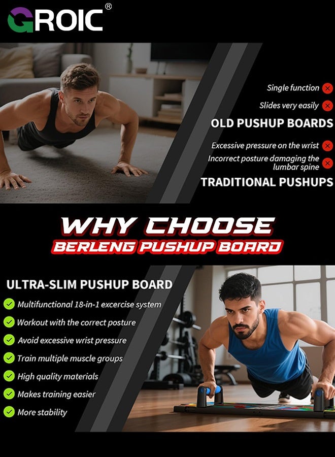 GROIC Multifunctional Push-Up Board with 36 Functions – Foldable Fitness Board Home Gym Equipment for Chest, Shoulders, Back & Triceps Training - Image 5
