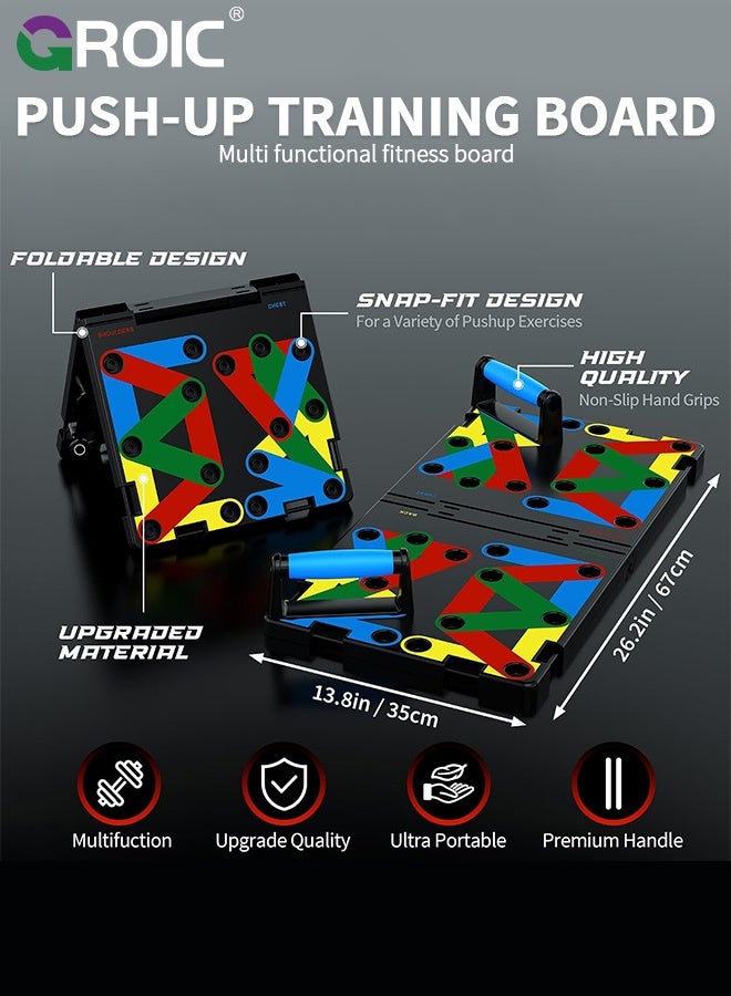 GROIC Multifunctional Push-Up Board with 36 Functions – Foldable Fitness Board Home Gym Equipment for Chest, Shoulders, Back & Triceps Training - Image 2