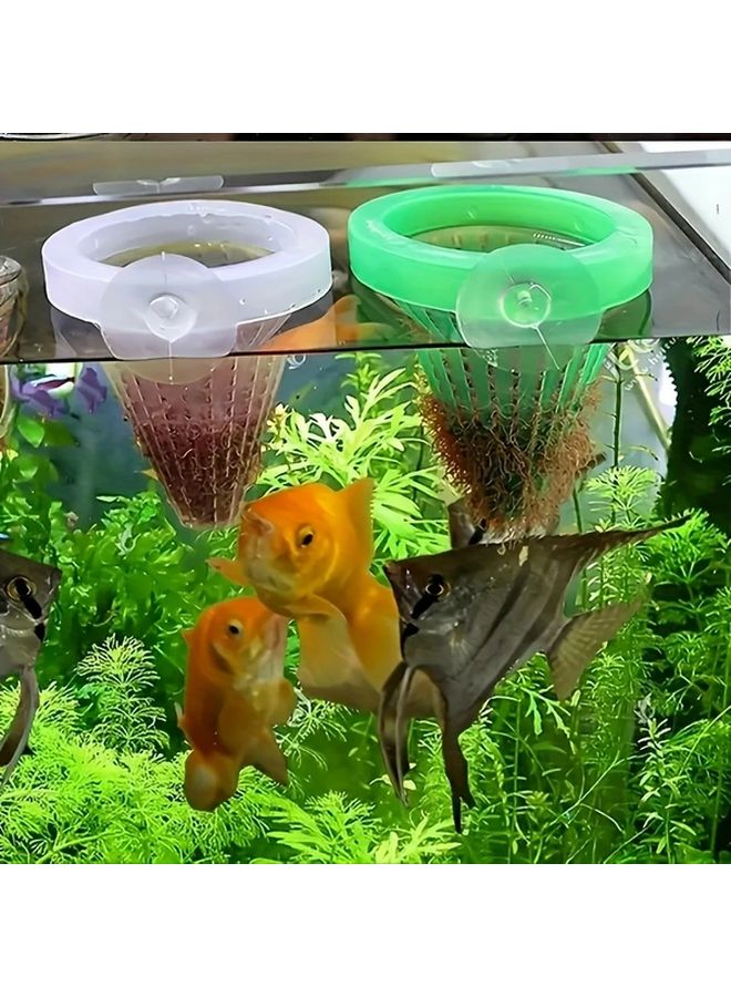 2 Pack White Aquarium Fish Tank Feeders Bait Bucket Design With Live Worms - Image 1