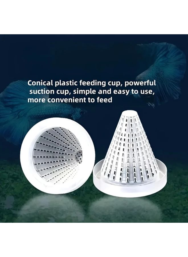 2 Pack White Aquarium Fish Tank Feeders Bait Bucket Design With Live Worms - Image 5