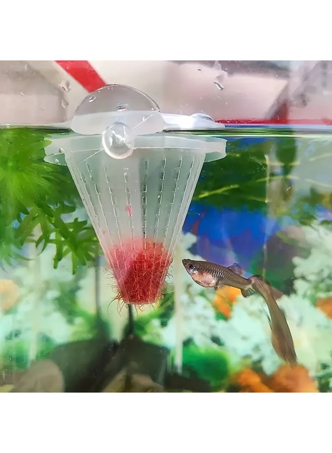 2 Pack White Aquarium Fish Tank Feeders Bait Bucket Design With Live Worms - Image 3