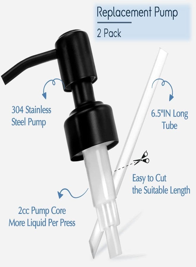 JASAI Durable 304 Stainless Steel Soap Dispenser Pump, Rustproof Black Satin Soap Dispenser Pump Replacement for Regular Mouth(2 Pack) - Image 3