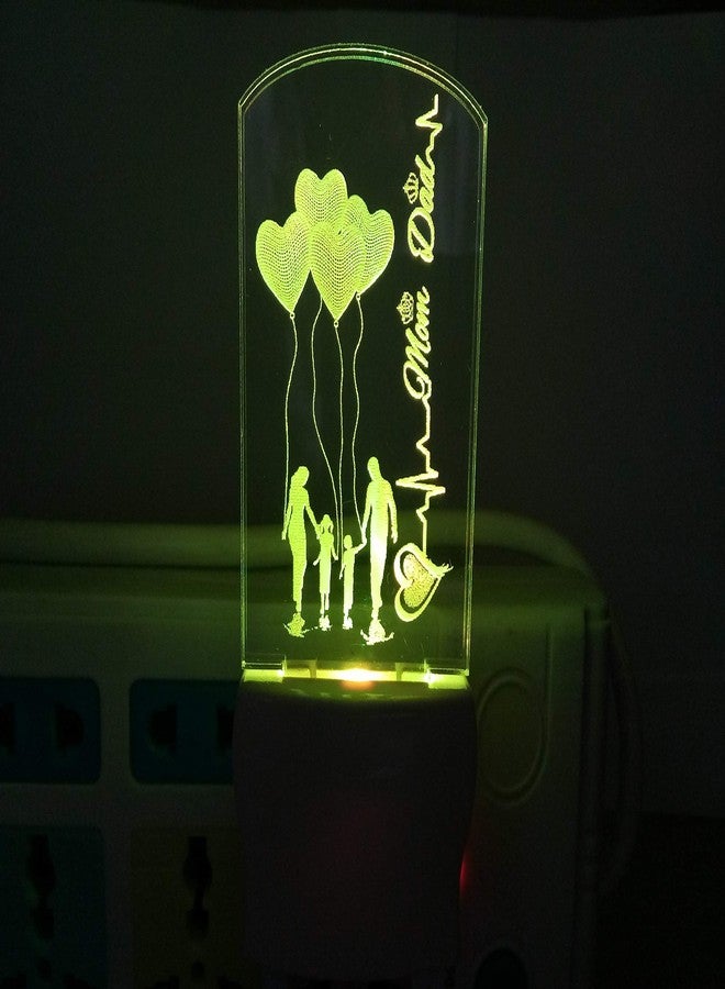 Ukani 3D Illusion Mom & Dad Acrylic Night Lamp With 7 Color Changing Light (Size 3 Inch, Multicolour) - Led - Image 4