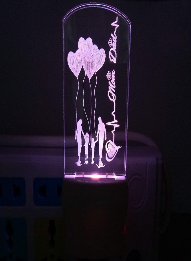 Ukani 3D Illusion Mom & Dad Acrylic Night Lamp With 7 Color Changing Light (Size 3 Inch, Multicolour) - Led - Image 5