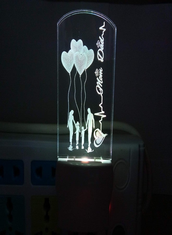 Ukani 3D Illusion Mom & Dad Acrylic Night Lamp With 7 Color Changing Light (Size 3 Inch, Multicolour) - Led - Image 3