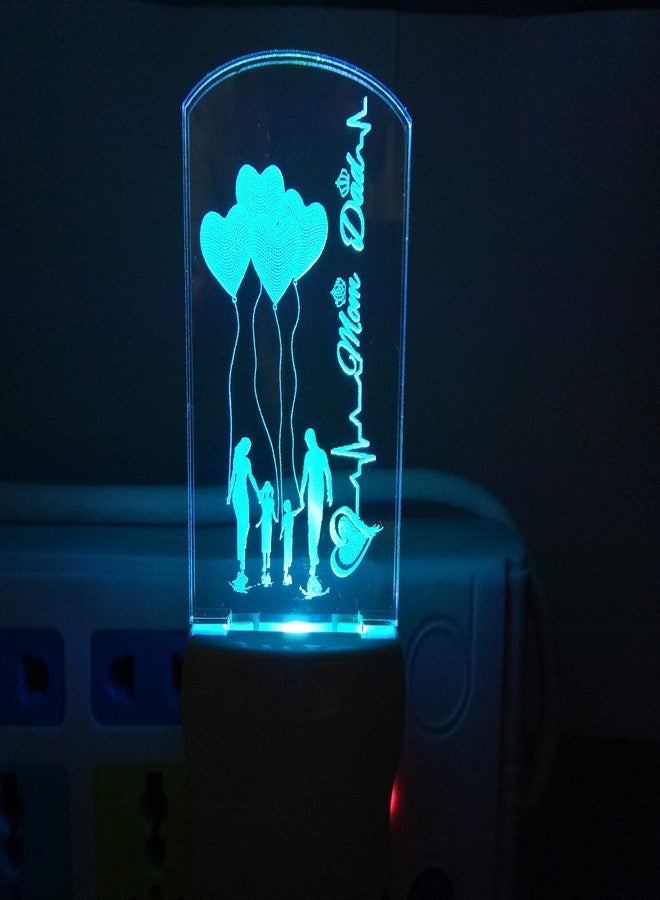 Ukani 3D Illusion Mom & Dad Acrylic Night Lamp With 7 Color Changing Light (Size 3 Inch, Multicolour) - Led - Image 1