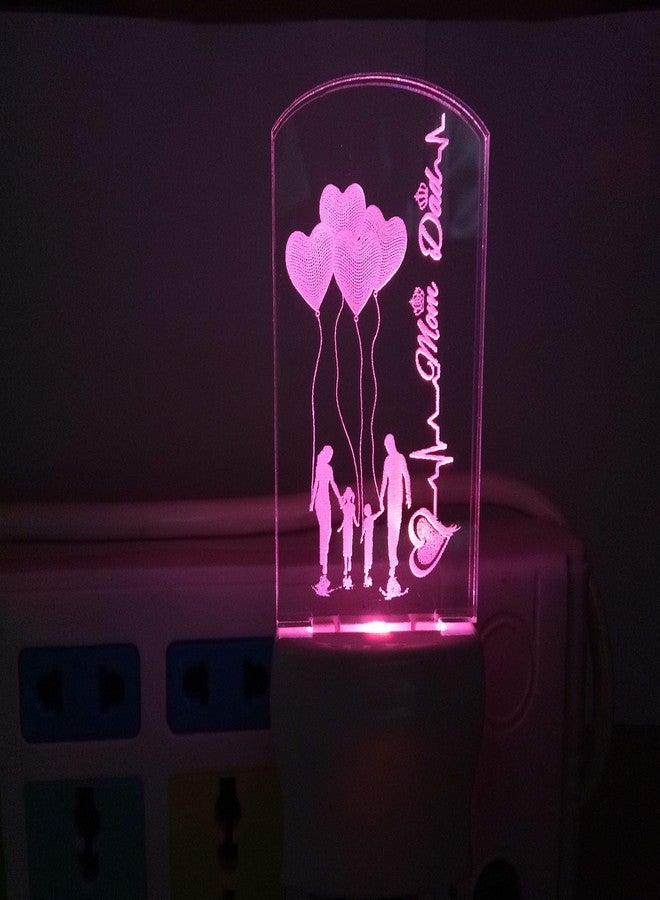 Ukani 3D Illusion Mom & Dad Acrylic Night Lamp With 7 Color Changing Light (Size 3 Inch, Multicolour) - Led - Image 2