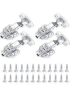 Garlo 4 Pcs Kitchen Units Door Hinges, Soft Close Cupboard Wardrobe Doors Hinges, Folding Doors Hinge with Screws, Full Overlay Mute Cabinet Hinges  - Image 1