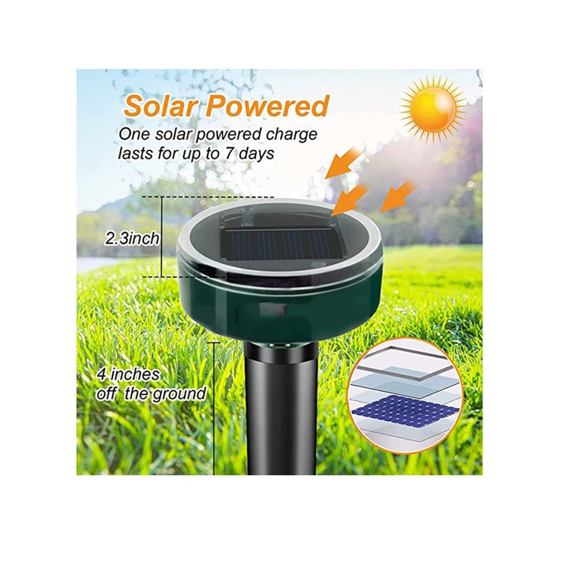 SOLARAE Solar Mole Repellent Ultrasonic, 1Pcs Gopher Mole Stopper Solar Powered, Sonic Mole Deterrent Groundhog Chipmunk Snake Rodent Vole Spikes Chaser Squirrel Rat Control Lawn Garden Yard - Image 3