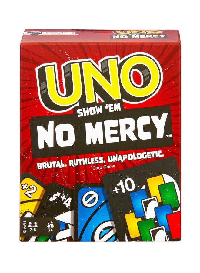 Mattel Games Original UNO Show 'em No Mercy - Twist to Classic Card Game with Draw 10, Stacking, Swapping & Mercy Rule, Ideal for Kids & Adults, Ages 7+ - Image 1