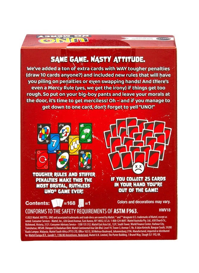 Mattel Games Original UNO Show 'em No Mercy - Twist to Classic Card Game with Draw 10, Stacking, Swapping & Mercy Rule, Ideal for Kids & Adults, Ages 7+  - Image 2