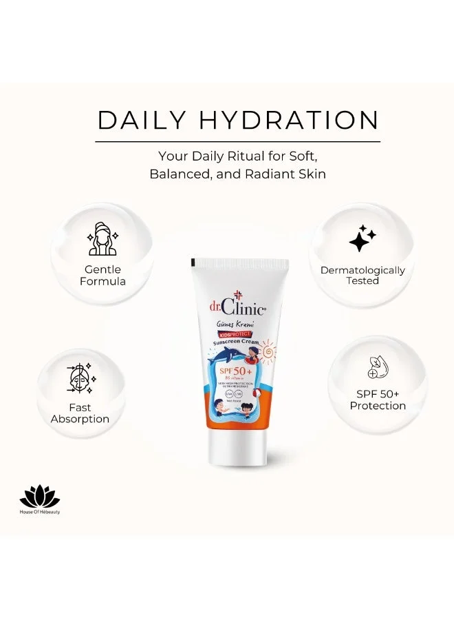 dr.Clinic DR.CLINIC | Kids Protect Sunscreen SPF 50+ | Gentle Broad Spectrum Protection | Fast-Absorbing, Non-Greasy Formula | Dermatologically Tested | 50 ml