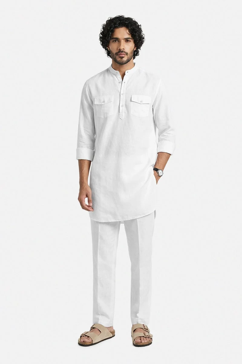 سنيتش White Solid Long Sleeve Regular Fit Shirt