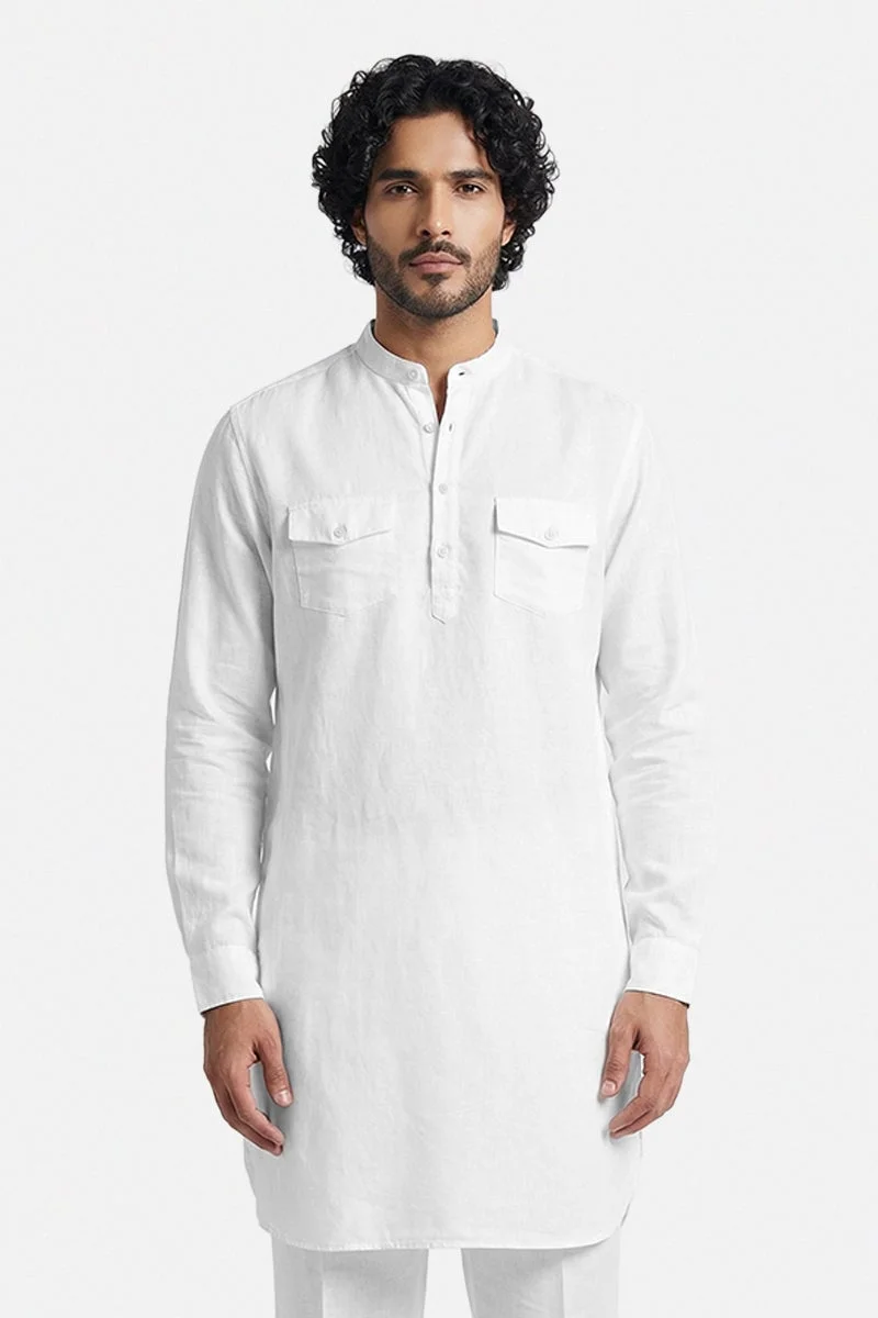 سنيتش White Solid Long Sleeve Regular Fit Shirt