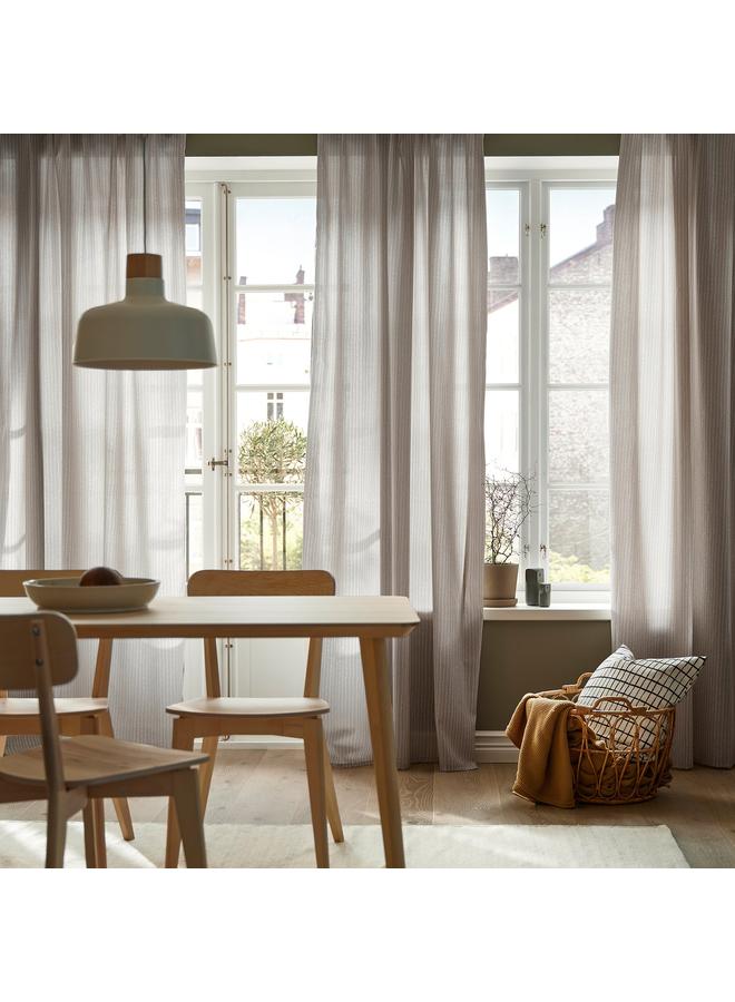 Zaboon Curtains, 1 Pair, Beige/White Dot Pattern/With Heading Tape, 145X300 Cm - Image 2