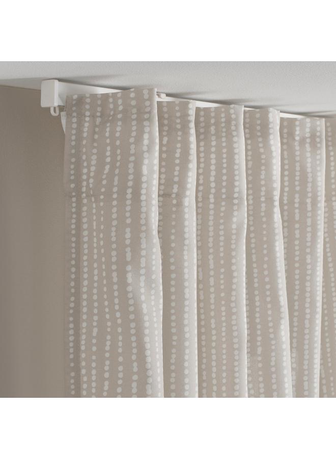 Zaboon Curtains, 1 Pair, Beige/White Dot Pattern/With Heading Tape, 145X300 Cm - Image 4
