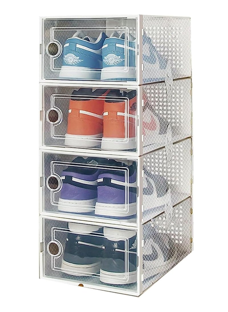 بلومنغ تايم صناديق تخزين أحذية شفافة قابلة للتكديس، 4 قطع من ووترميلون - Image 1